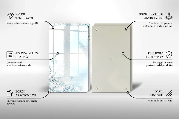 Herdabdeckplatte glas Schneeflocke