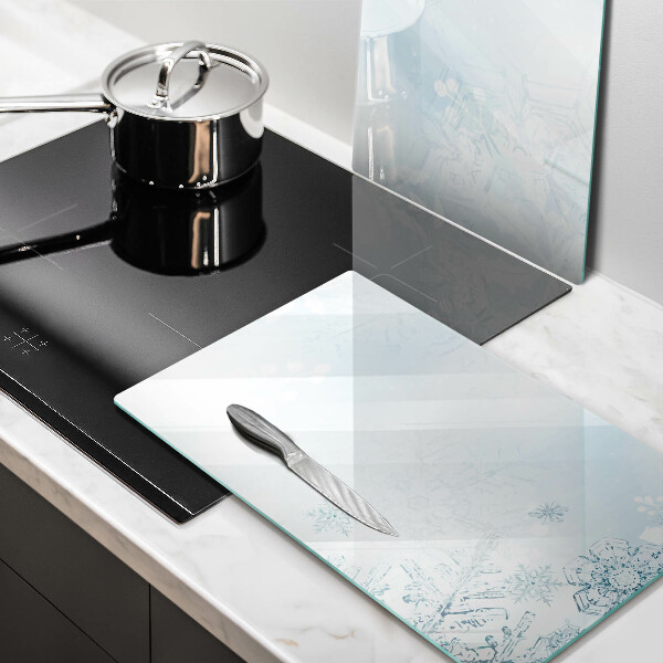 Herdabdeckplatte glas Schneeflocke