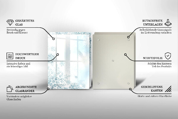 Herdabdeckplatte glas Schneeflocke