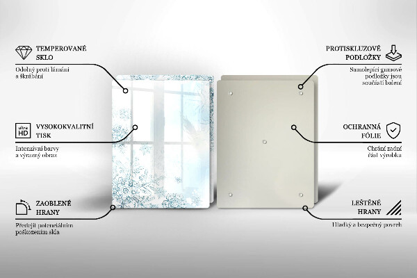 Herdabdeckplatte glas Schneeflocke