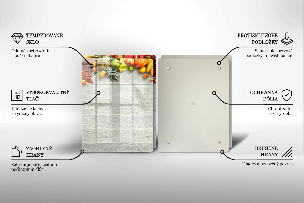 Herdabdeckung Früchte auf Brettern
