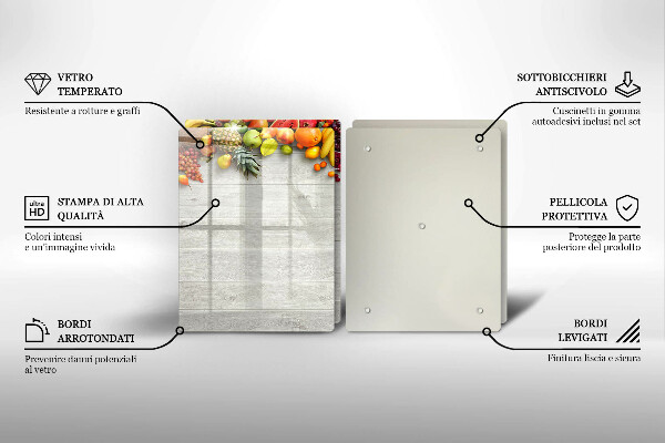 Herdabdeckung Früchte auf Brettern