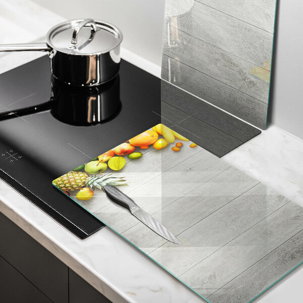 Herdabdeckung Früchte auf Brettern