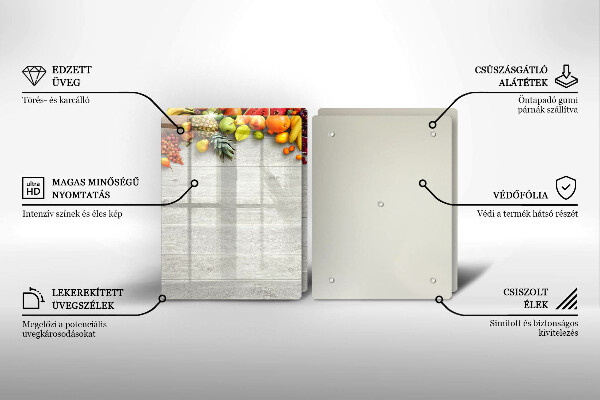 Herdabdeckung Früchte auf Brettern