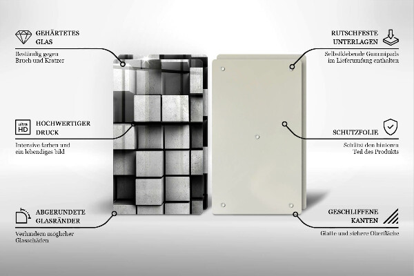 Herdabdeckung Abstrakte 3D-Quadrate