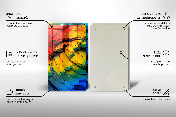 Herdabdeckung Bunte Papageienfedern