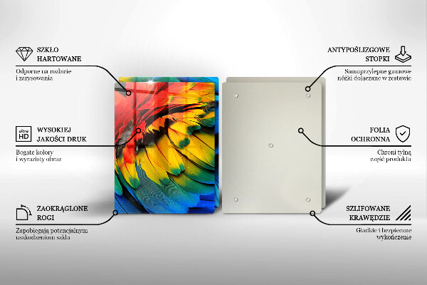 Herdabdeckung Bunte Papageienfedern