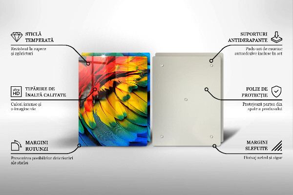 Herdabdeckung Bunte Papageienfedern