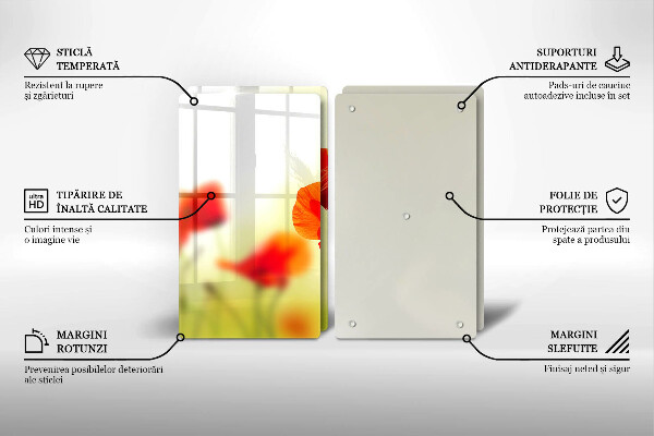 Herdabdeckung Rote Mohnblumen