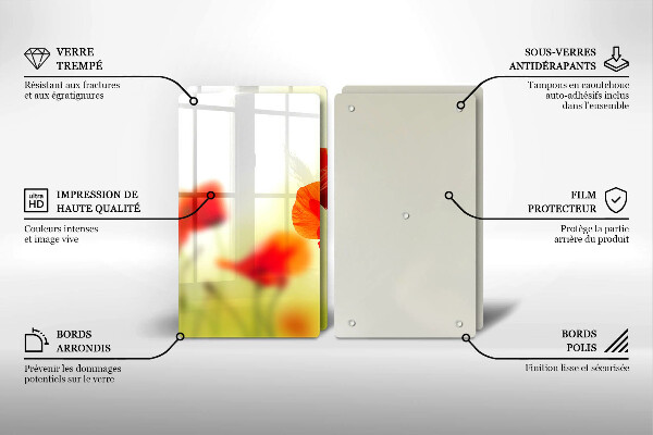 Herdabdeckung Rote Mohnblumen