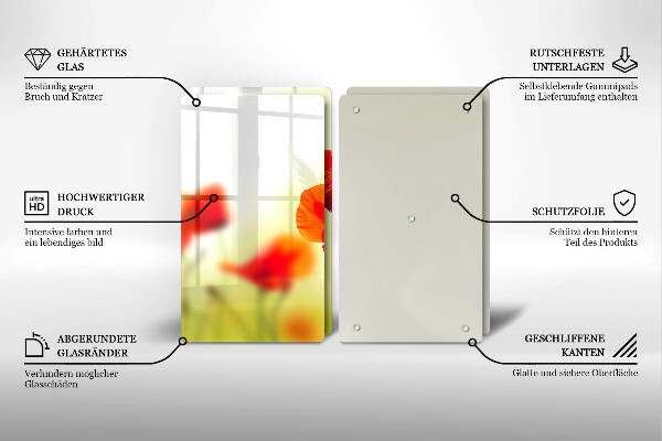 Herdabdeckung Rote Mohnblumen