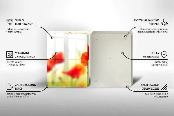Herdabdeckung Rote Mohnblumen