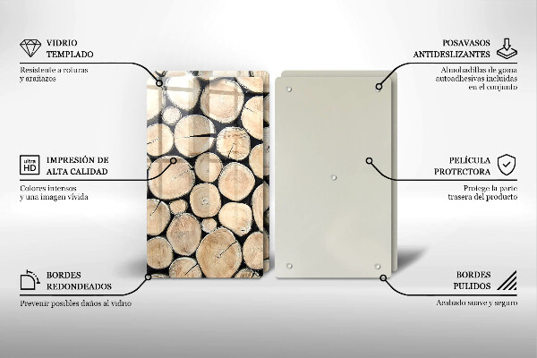 Herdabdeckung Baumstämme aus Holz