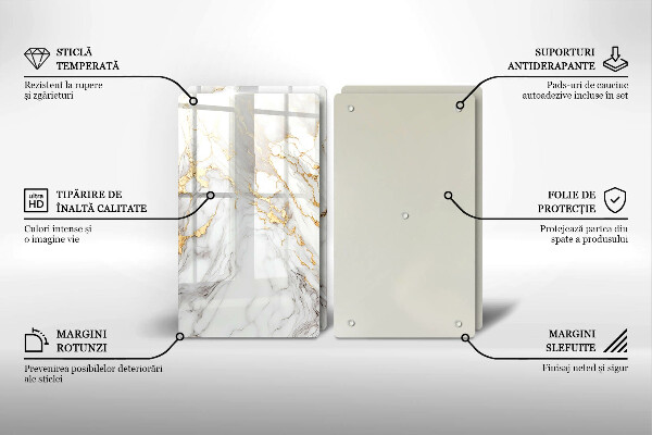 Herdabdeckung Heller Marmor mit Gold