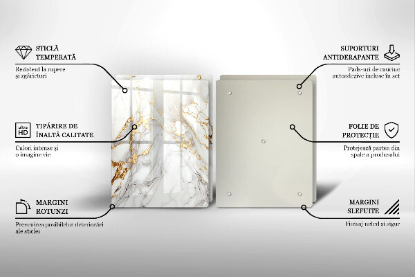 Herdabdeckung Heller Marmor mit Gold