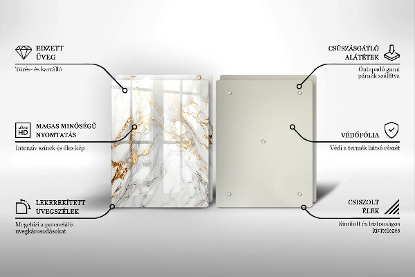 Herdabdeckung Heller Marmor mit Gold