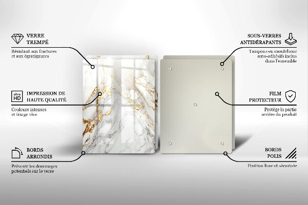 Herdabdeckung Heller Marmor mit Gold