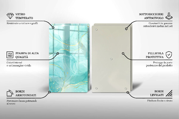 Herdabdeckung Blaue und goldene Abstraktion