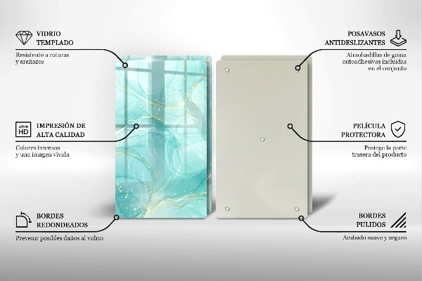 Herdabdeckung Blaue und goldene Abstraktion