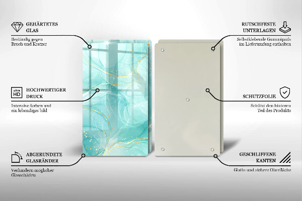 Herdabdeckung Blaue und goldene Abstraktion