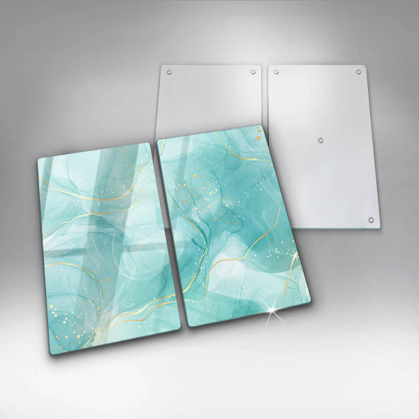 Herdabdeckung Blaue und goldene Abstraktion