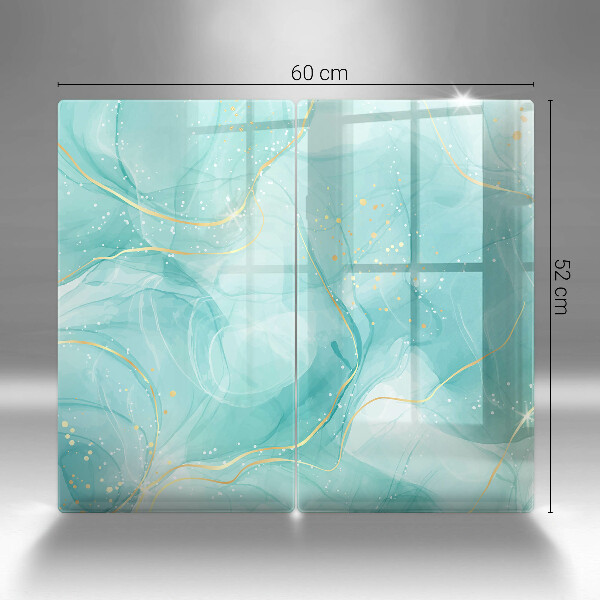 Herdabdeckung Blaue und goldene Abstraktion