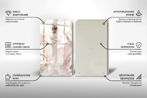 Herdabdeckung Pastellfarbene Pfingstrosen