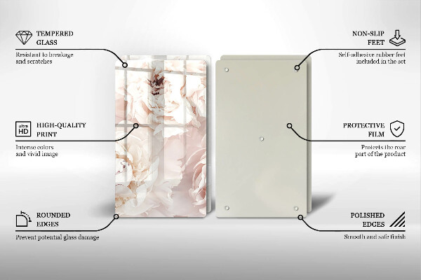 Herdabdeckung Pastellfarbene Pfingstrosen