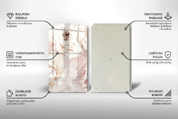 Herdabdeckung Pastellfarbene Pfingstrosen