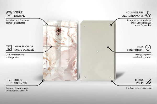 Herdabdeckung Pastellfarbene Pfingstrosen