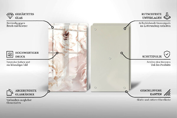 Herdabdeckung Pastellfarbene Pfingstrosen