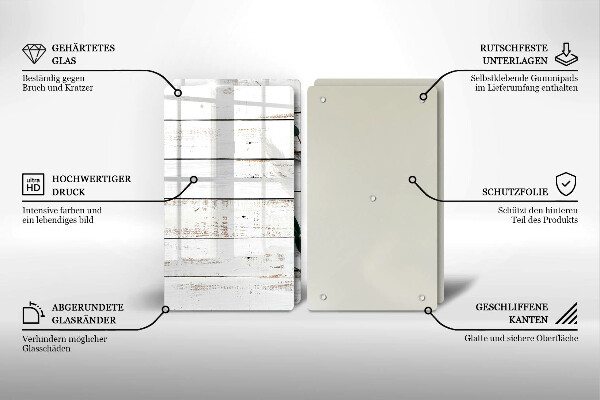 Herdabdeckung Alte Bretter und Blätter