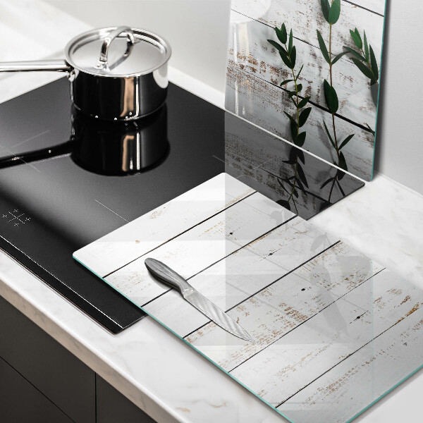 Herdabdeckung Alte Bretter und Blätter