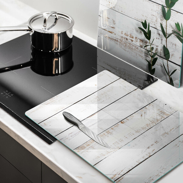 Herdabdeckung Alte Bretter und Blätter