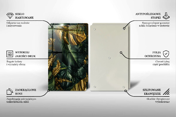 Herdabdeckung Goldene Monstera-Blätter