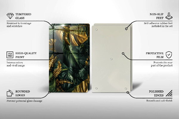 Herdabdeckung Goldene Monstera-Blätter