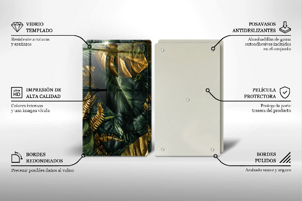 Herdabdeckung Goldene Monstera-Blätter