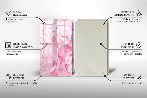 Herdabdeckung Zarte Pfingstrosen