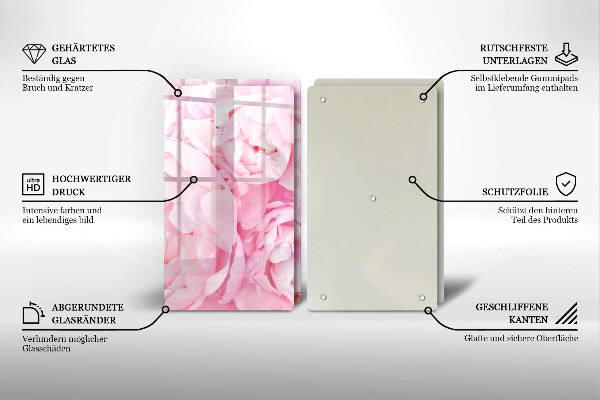 Herdabdeckung Zarte Pfingstrosen