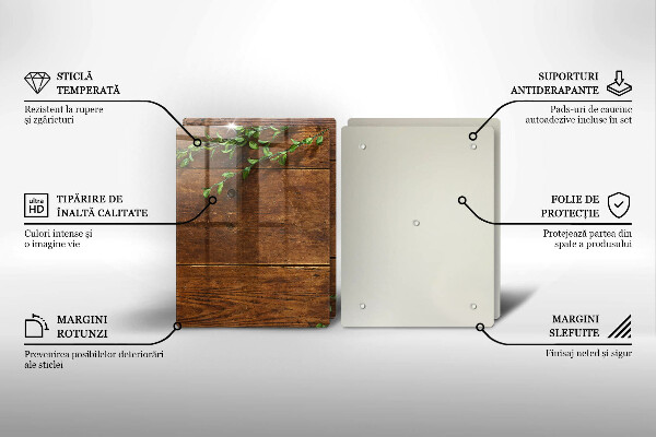 Herdabdeckung Holzbretter und Blätter