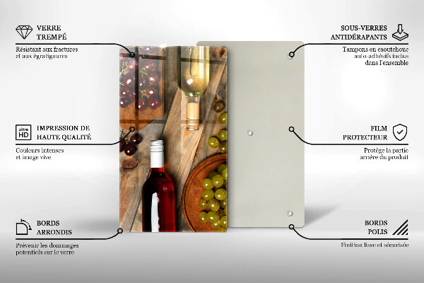 Abdeckung induktionskochfeld Weinflaschen und Trauben