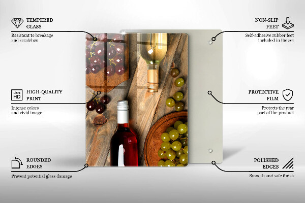 Abdeckung induktionskochfeld Weinflaschen und Trauben