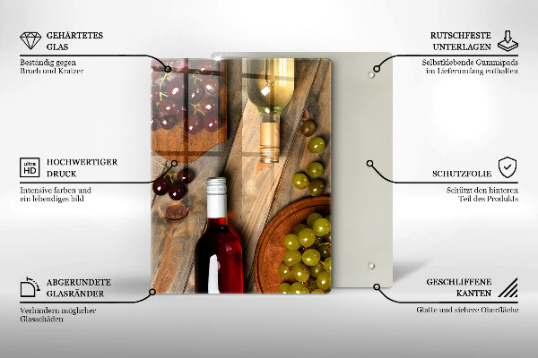 Abdeckung induktionskochfeld Weinflaschen und Trauben
