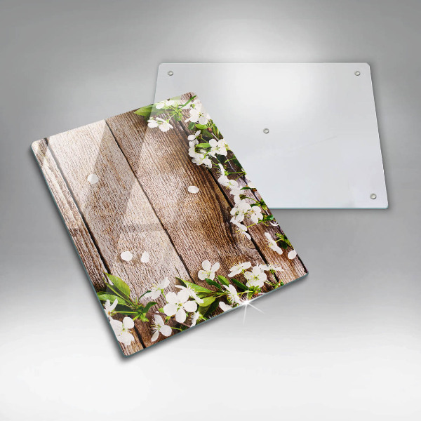 Herd abdeckplatte Weiße Blumen auf den Brettern