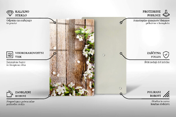 Herd abdeckplatte Weiße Blumen auf den Brettern