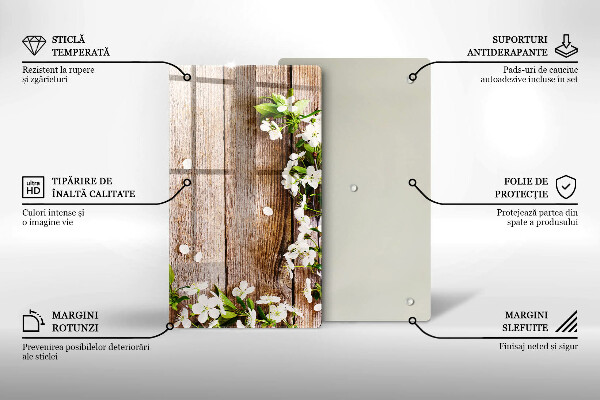 Herd abdeckplatte Weiße Blumen auf den Brettern