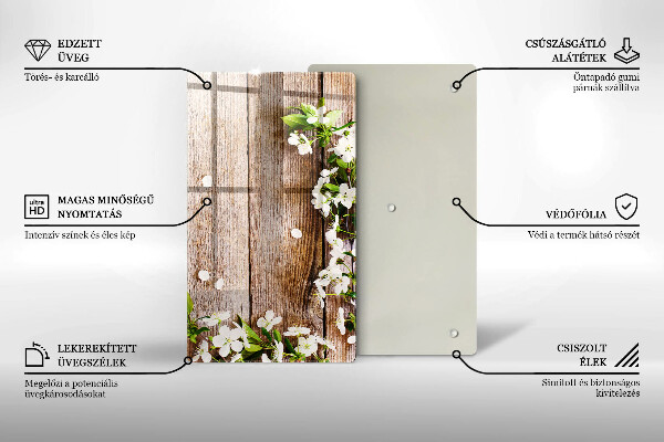 Herd abdeckplatte Weiße Blumen auf den Brettern