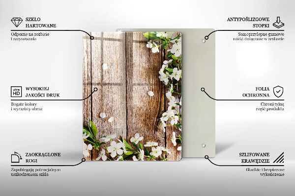 Herd abdeckplatte Weiße Blumen auf den Brettern