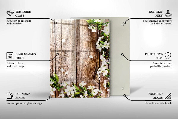 Herd abdeckplatte Weiße Blumen auf den Brettern