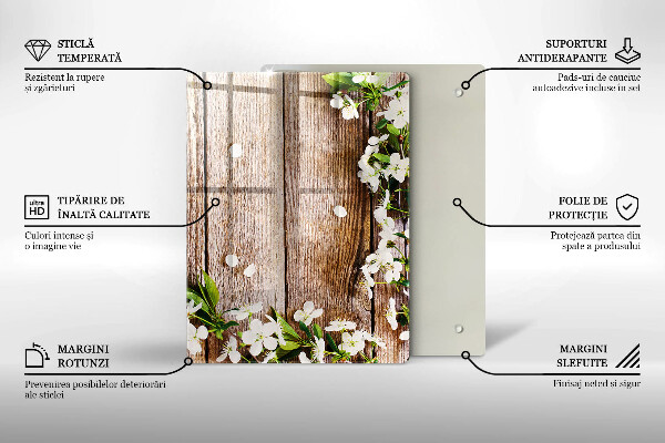 Herd abdeckplatte Weiße Blumen auf den Brettern